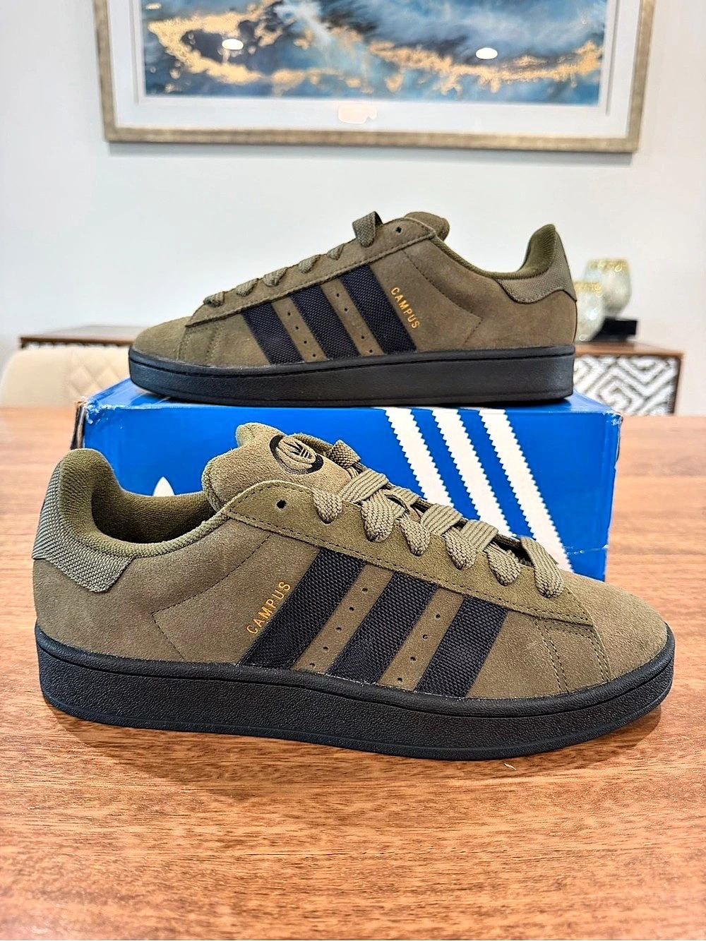 Adidas Campus 00s Suede Sneakers in Green & Black Size 11.5M BNIB